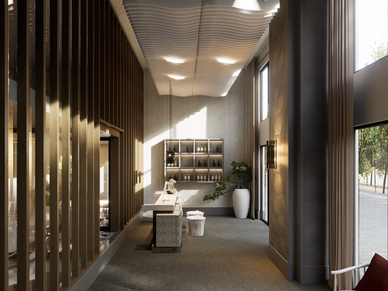 SilentScape – panele akustyczne na sufit w nowoczesnej realizacji wnętrza